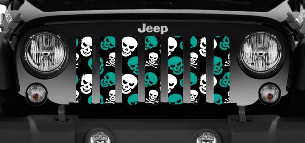 Platinum Skulls (Teal) Jeep Grille Insert