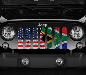 South Africa and American Flag Jeep Grille Insert