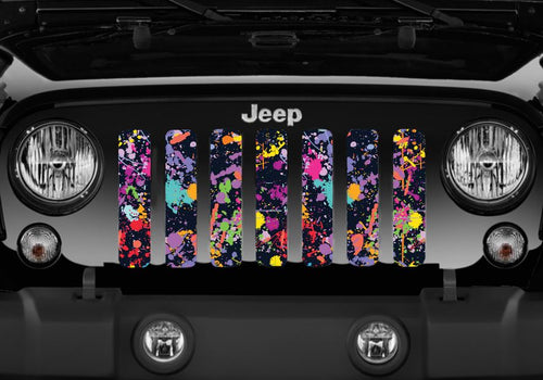 Rainbow Splatter Paint Jeep Grille Insert