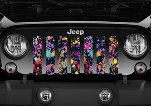 Rainbow Splatter Paint Jeep Grille Insert