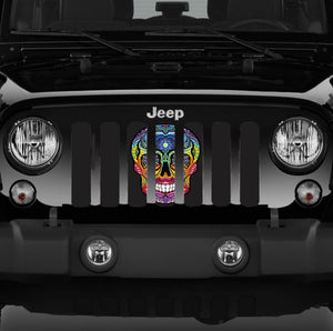 Sugar Skull- Rainbow Jeep Grille Insert