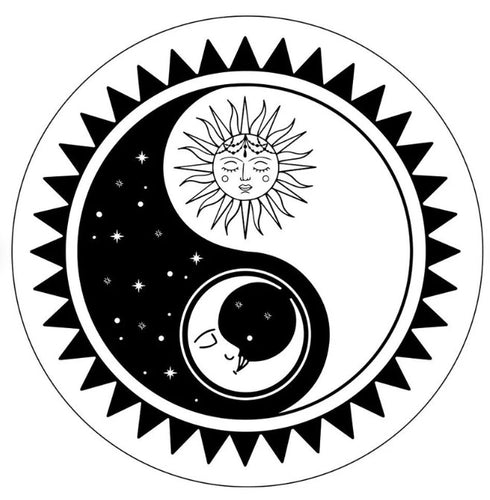 Sun & Moon Yin Yang White  Spare Tire Cover