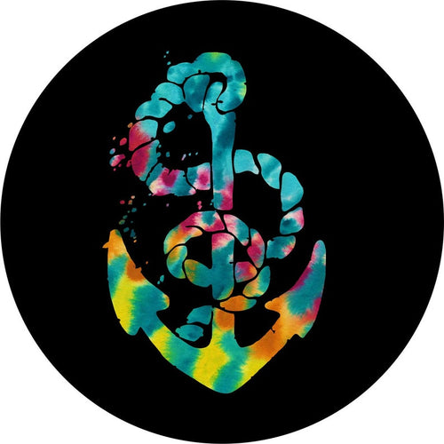 Tie Dye Anchor Black Spare Tire Cover