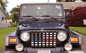 American Black and White Back the Blue and Red Jeep Grille Insert