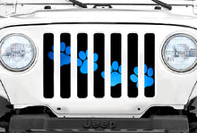 Puppy Paw Print - Blue Diagonal - Jeep Grille Insert