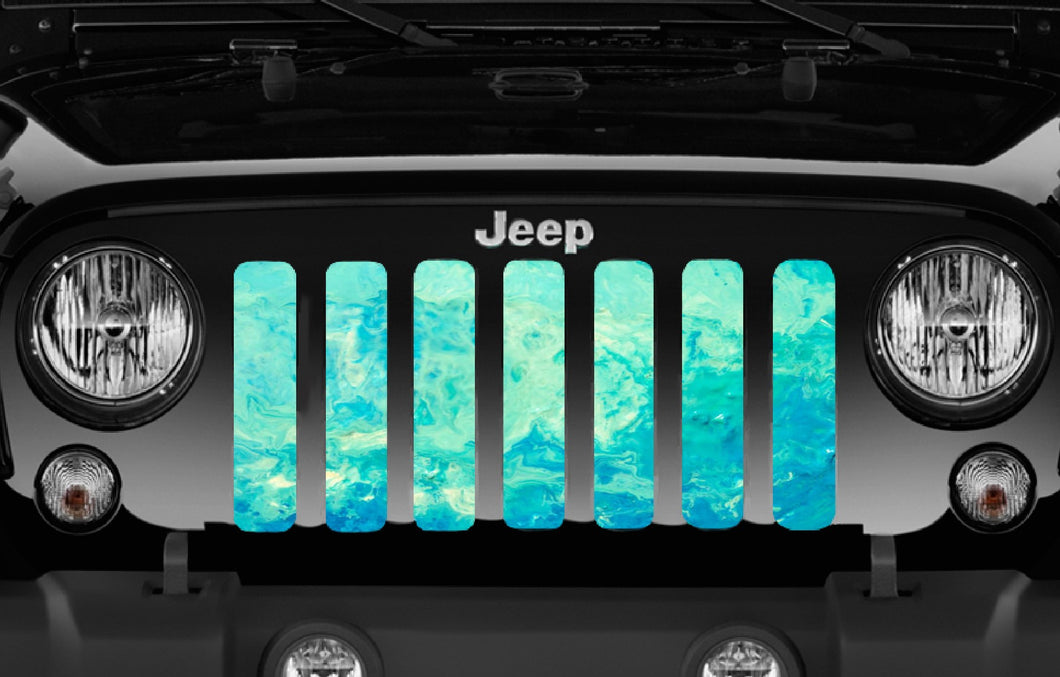 Teal Marble Jeep Grille Insert