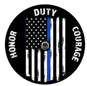 Thin Blue Line Flag honor Duty Courage Spare Tire Cover