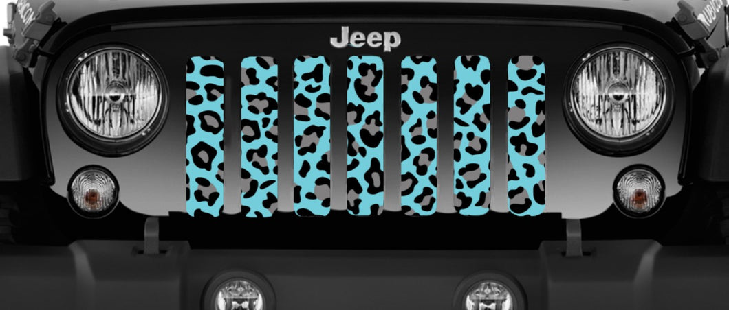 Turquoise Leopard Print Jeep Grille Insert
