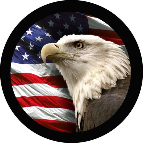 USA American Flag Eagle Black Spare Tire Cover