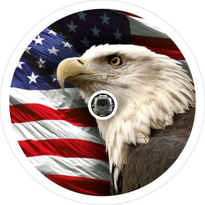 USA American Flag Eagle White Spare Tire Cover