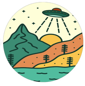 Vintage UFO In The Mountains Spare Tire Cover