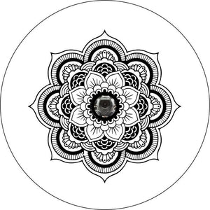 White Mandala White Rim Spare Tire Cover