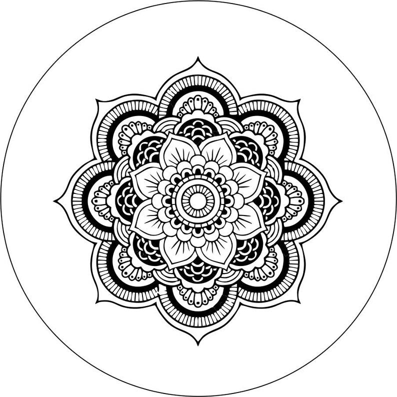 White Mandala White Rim Spare Tire Cover