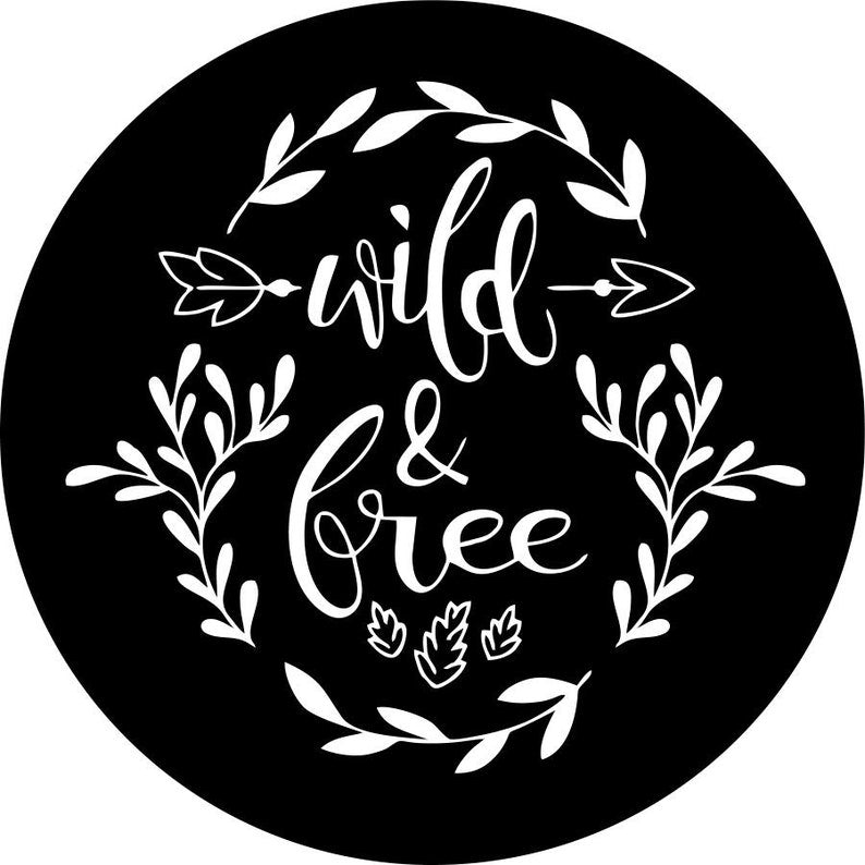 Wild & Free Floral With Arrow Black Spare Tire Cover