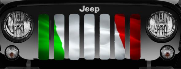 Waving Italian Flag Jeep Grille Insert