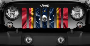 Waving Mississippi State Flag Jeep Grille Insert
