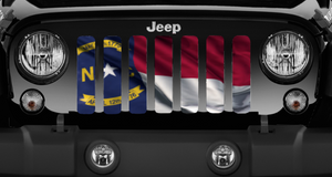 Waving North Carolina State Flag Jeep Grille Insert