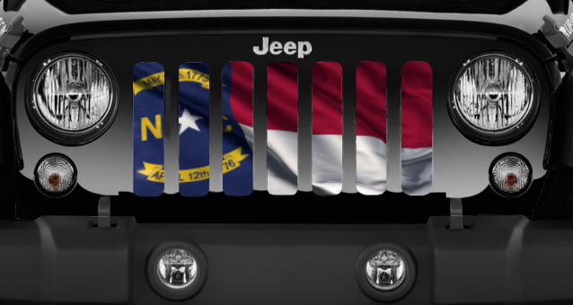 Waving North Carolina State Flag Jeep Grille Insert