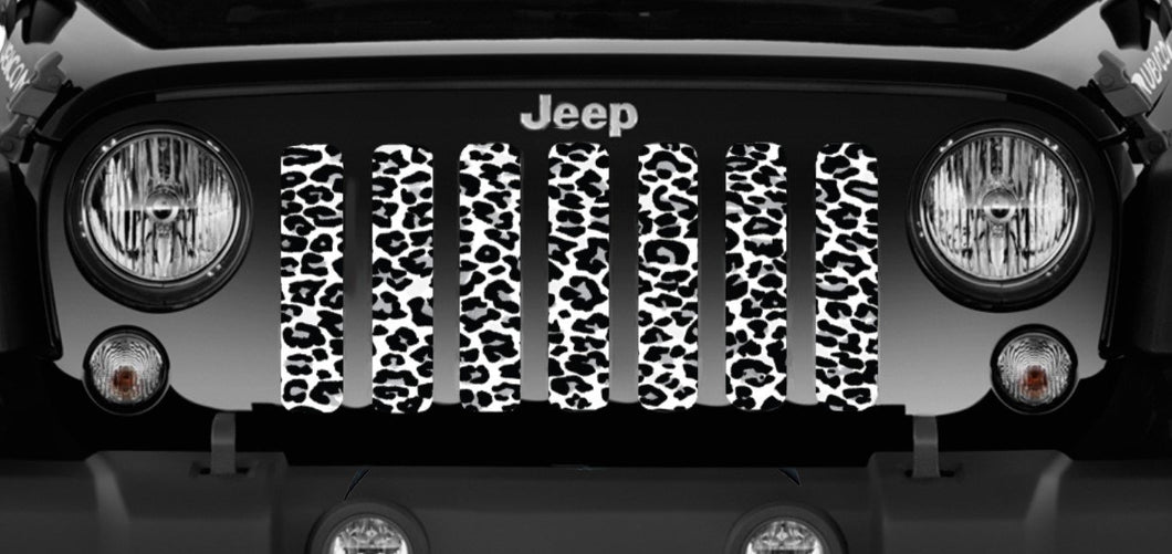 Platinum White Leopard Print Jeep Grille Insert