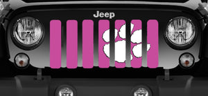 White Tiger Paw  on Hot Pink Jeep Grille Insert