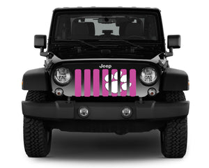 White Tiger Paw  on Hot Pink Jeep Grille Insert