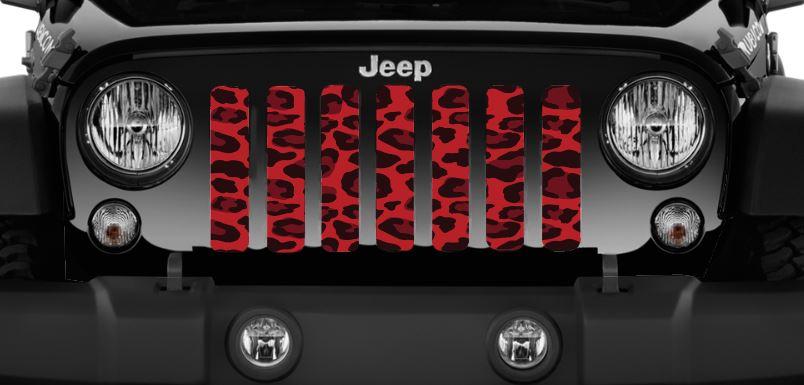 Platinum Wild Red Leopard Print Jeep Grille Insert