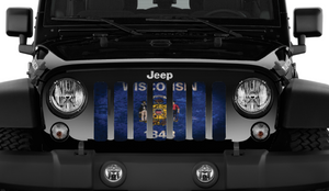 Wisconsin Grunge State Flag Jeep Grille Insert