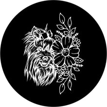 Yorkie With Flower Black Spare Tire Cover