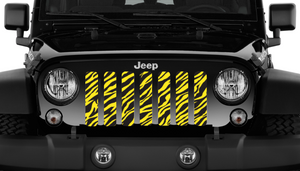 Platinum Yellow Zebra Print Jeep Grille Insert