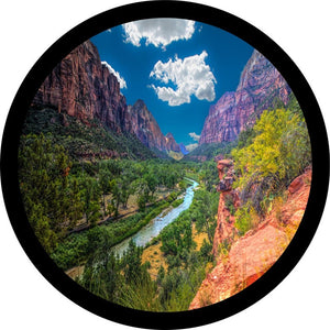Zion National Park Canyon With River Spare Tire Cover