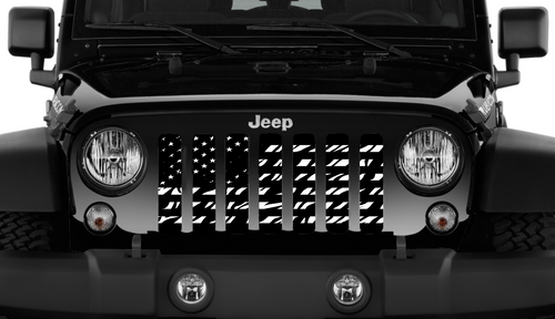 Platinum Zebra Print American Flag Jeep Grille Insert