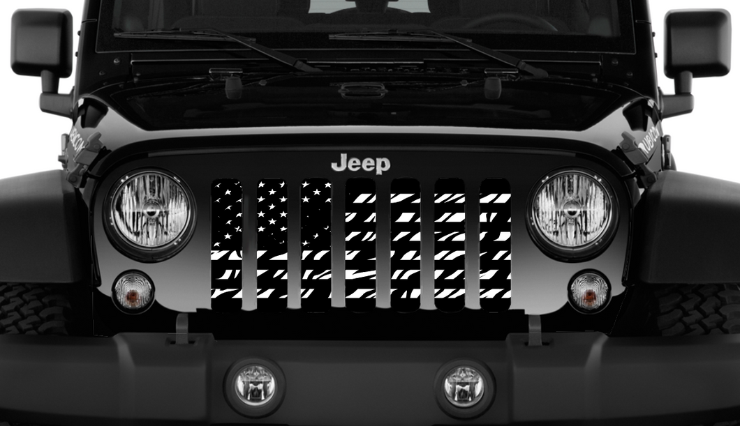 Zebra Print American Flag Jeep Grille Insert