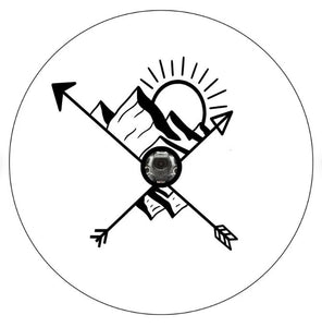 Arrows Crossed With Sunset On The Mountains White Spare Tire Cover