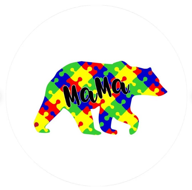 Autism Mama Bear White Spare Tire Cover