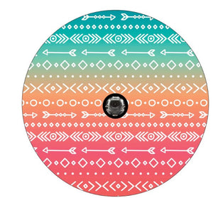 Aztec & Arrow Print On Pastel Ombre Spare Tire Cover