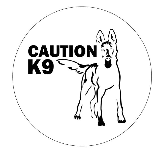 Belgian Malinois Caution K9 White Spare Tire Cover