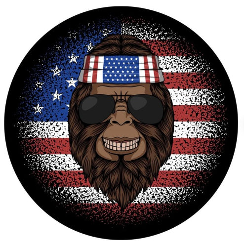 Bigfoot Hippie Bandana American Flag Spare Tire Cover