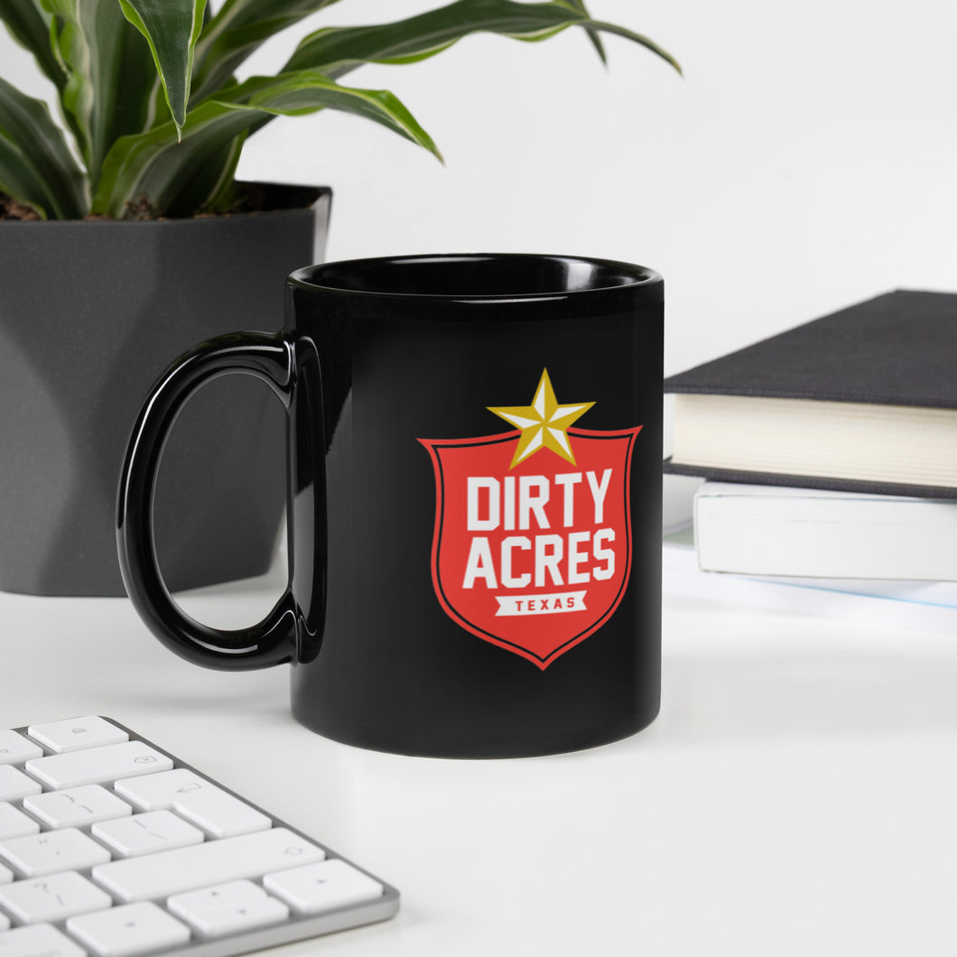Dirty Acres Lone Star Black Glossy Mug