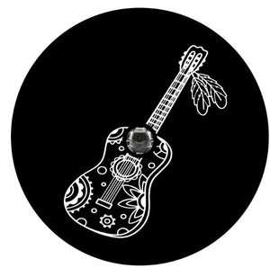 Boho Acoustic Guitar With Flowers & Feathers Spare Tire Cover