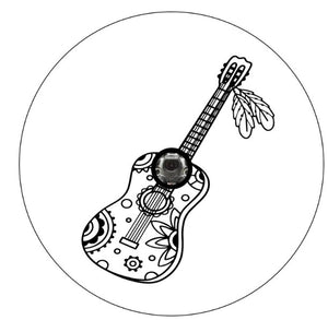 Boho Acoustic Guitar With Flowers & Feathers White Spare Tire Cover