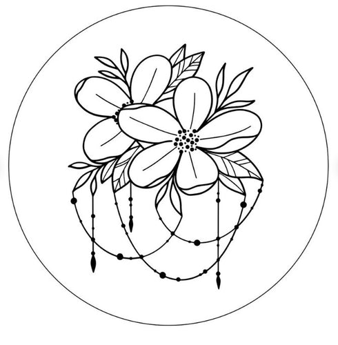 Boho Flowers White Spare Tire Cover