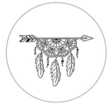 Boho Mandala Arrow With Feathers White ( Any Color) Spare Tire Cover