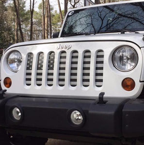 Black and White American Flag Jeep Grille Insert