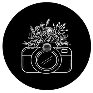 Camera With Flowers Spare Tire Cover