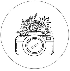 Camera With Flowers White Spare Tire Cover