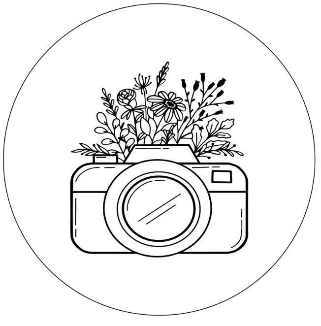 Camera With Flowers White Spare Tire Cover