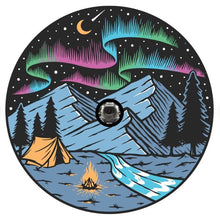 Camping Under The Northern Lights Spare Tire Cover