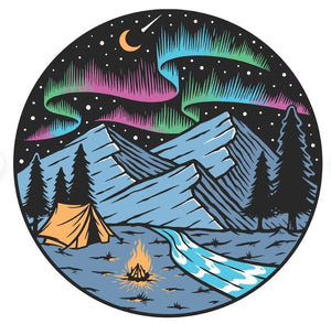 Camping Under The Northern Lights Spare Tire Cover