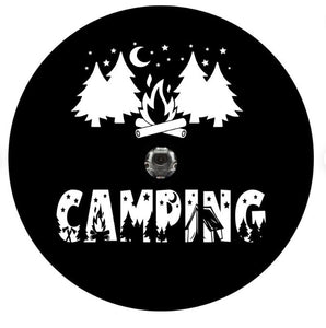 Camping With Fire & Trees Spare Tire Cover