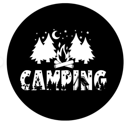 Camping With Fire & Trees Spare Tire Cover